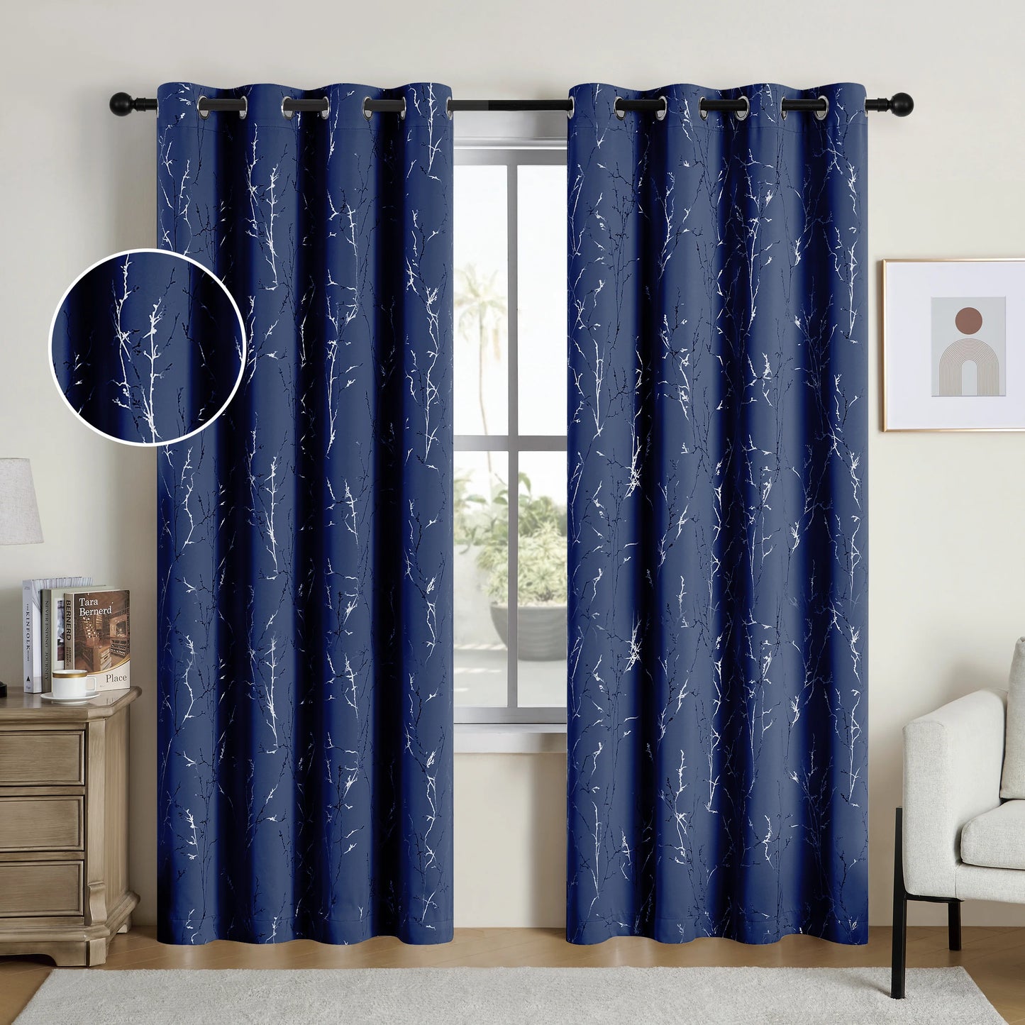 Grommet Blackout Curtains Tree Pattern