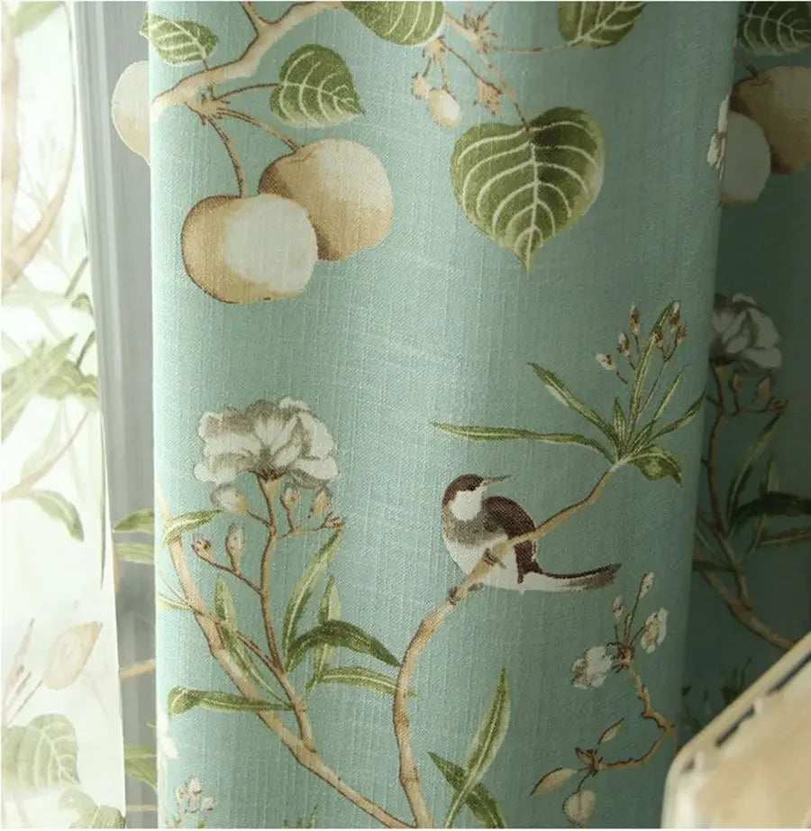 Country Garden Linen Window Curtains