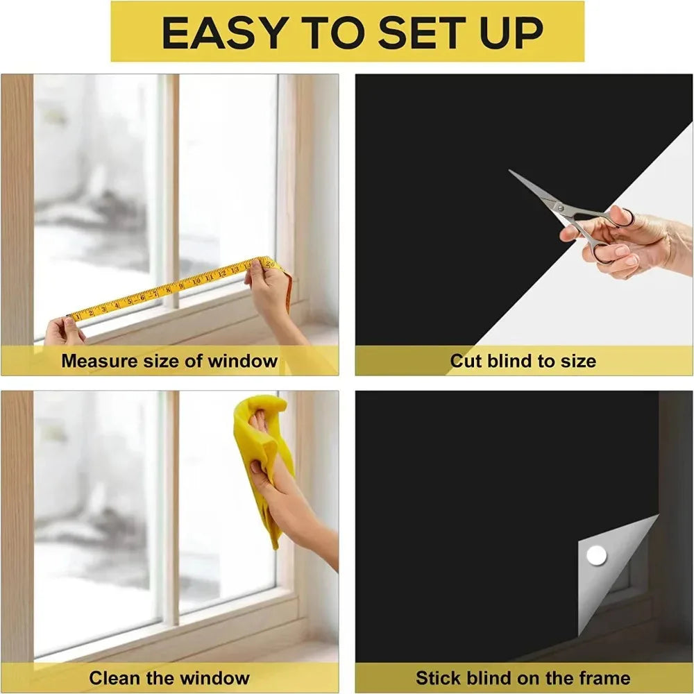 DIY Portable Travel Blackout Curtain Blind Window Thermal Insulated Kitchen Curtains Stick on Non-Perforated Black Cloth