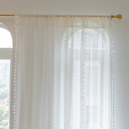 Marielle Geometric Lace Tassel Sheer