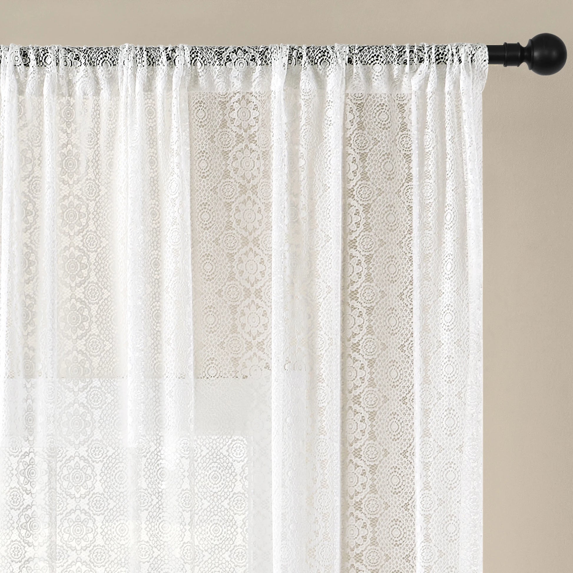 Vintage Sun Floral Embroidery Clear Lace Curtain Panel - Privacy & Light Filtering, Machine Washable, Perfect for Living Balcony
