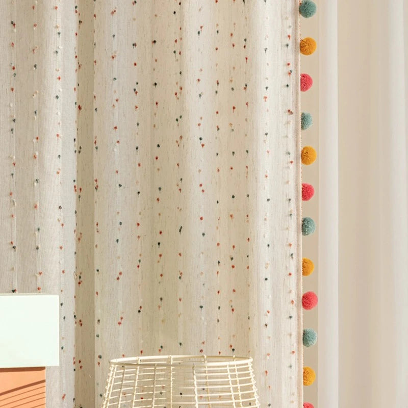 Carnival Pom-Pom Embroidered Sheer Pair