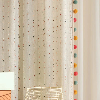 Carnival Pom-Pom Embroidered Sheer Pair