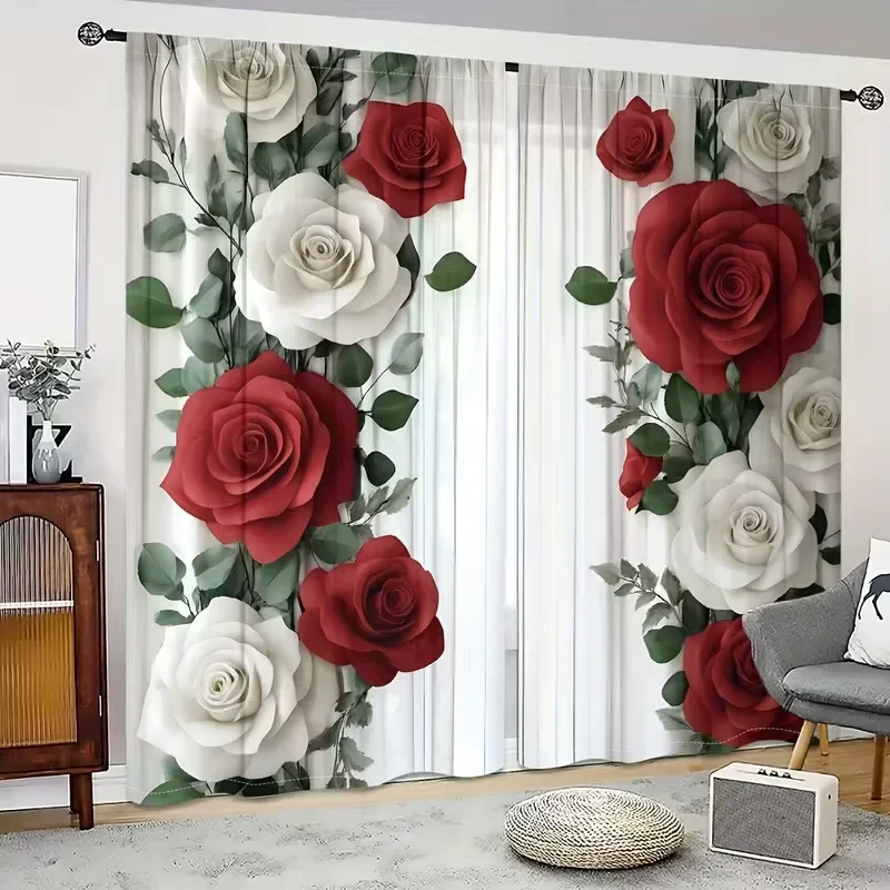 Valentine’s Rose Curtains – 2 Piece Set