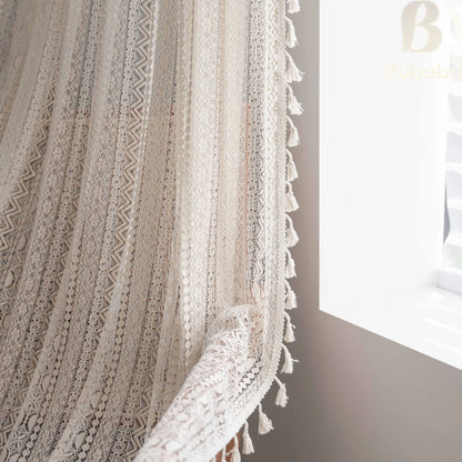 Marielle Geometric Lace Tassel Sheer