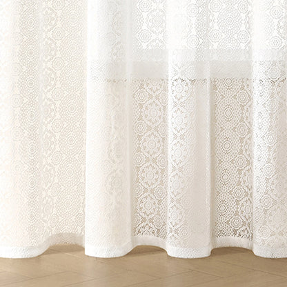 Vintage Sun Floral Embroidery Clear Lace Curtain Panel - Privacy & Light Filtering, Machine Washable, Perfect for Living Balcony