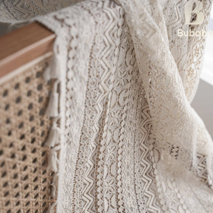 Marielle Geometric Lace Tassel Sheer