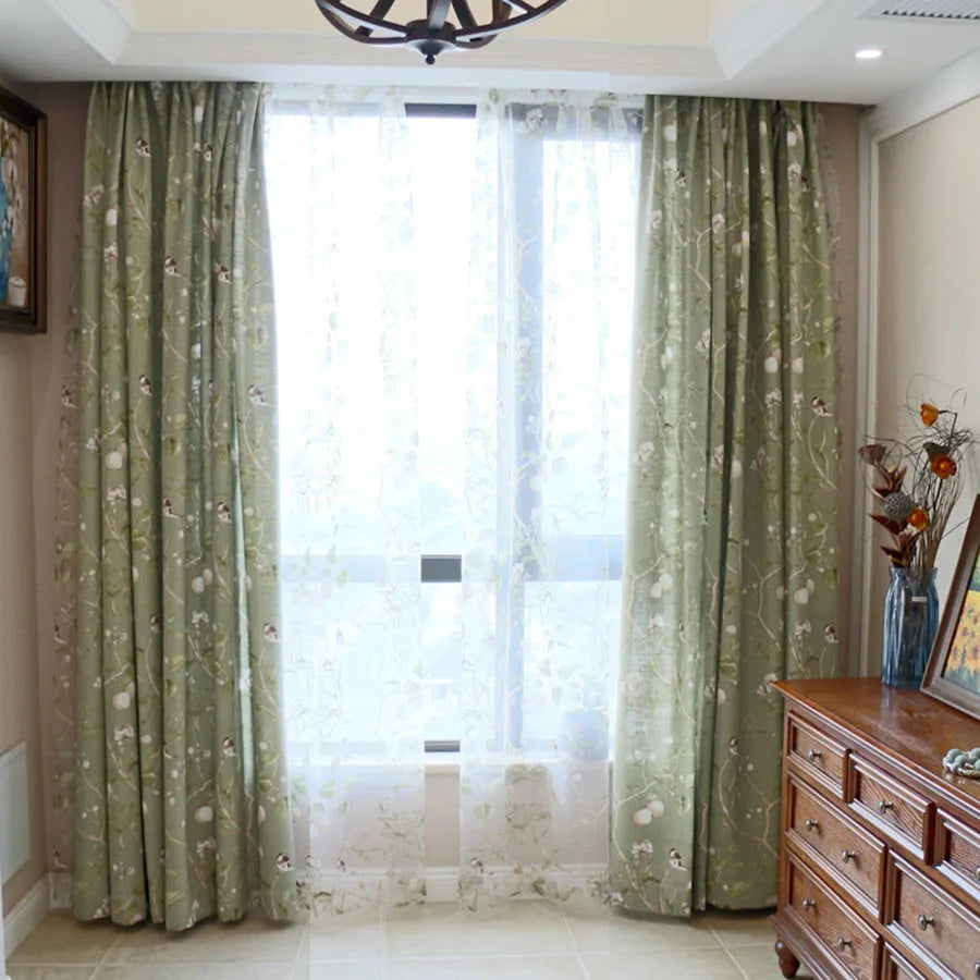 Country Garden Linen Window Curtains