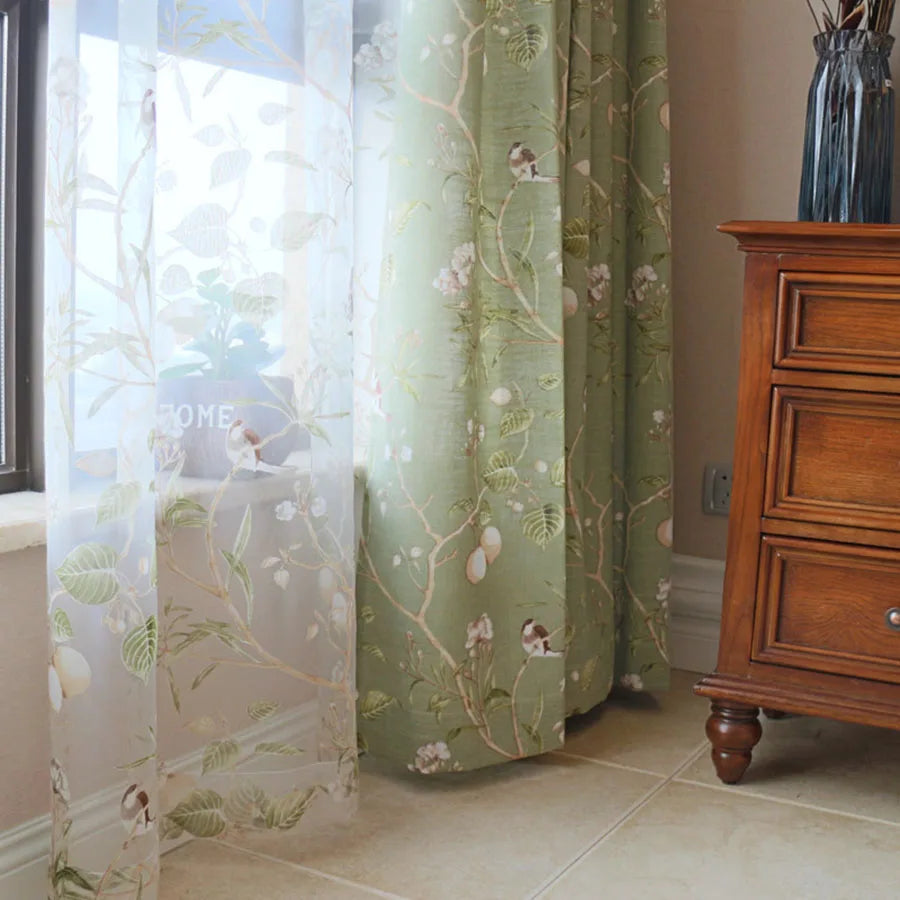 Country Garden Linen Window Curtains