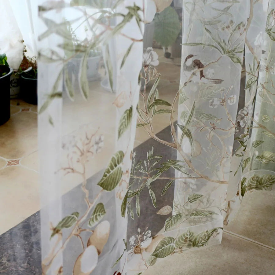 Country Garden Linen Window Curtains
