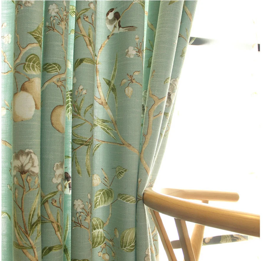 Country Garden Linen Window Curtains
