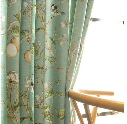 Country Garden Linen Window Curtains