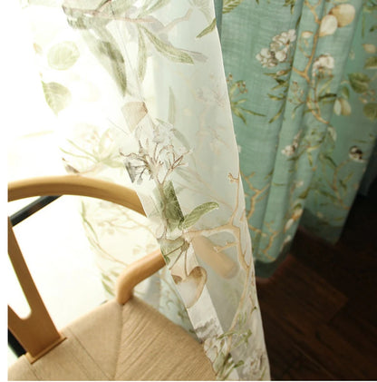 Country Garden Linen Window Curtains