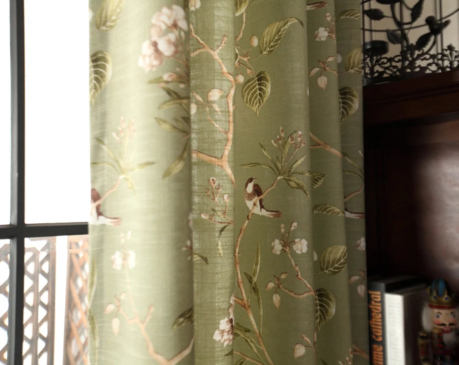 Country Garden Linen Window Curtains
