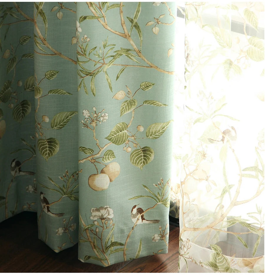 Country Garden Linen Window Curtains