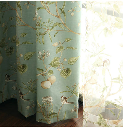 Country Garden Linen Window Curtains