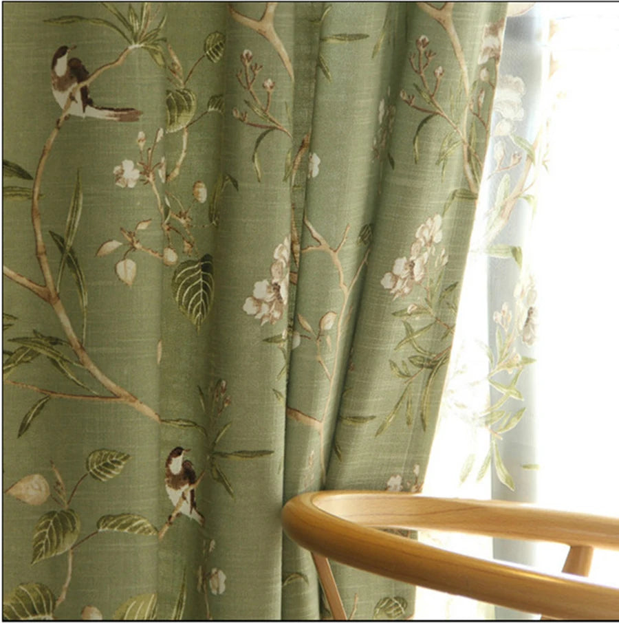 Country Garden Linen Window Curtains