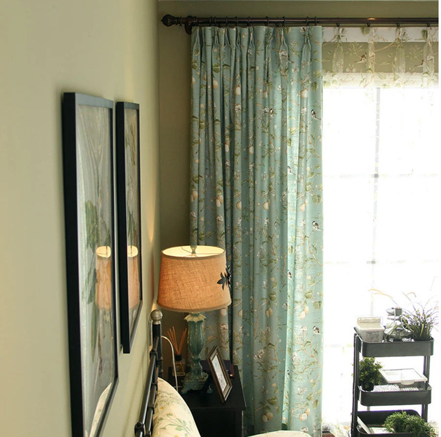 Country Garden Linen Window Curtains