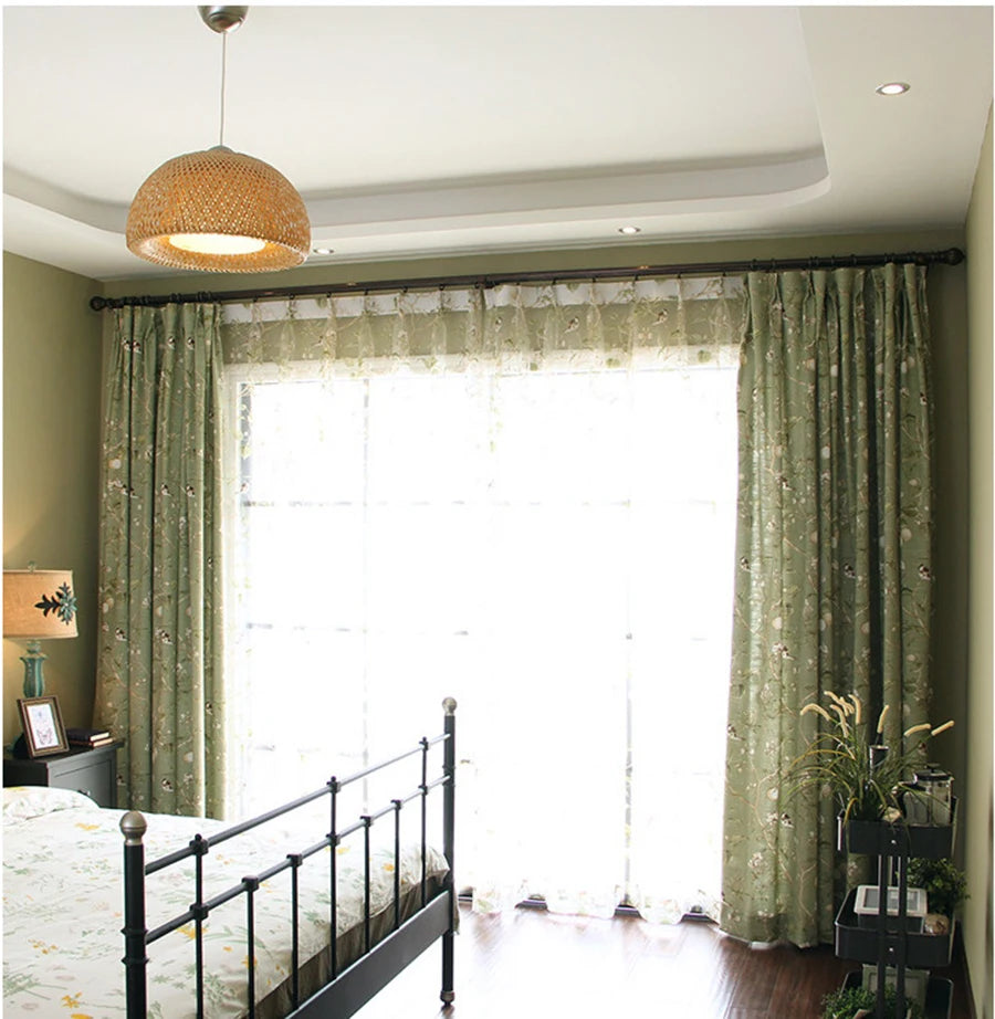 Country Garden Linen Window Curtains