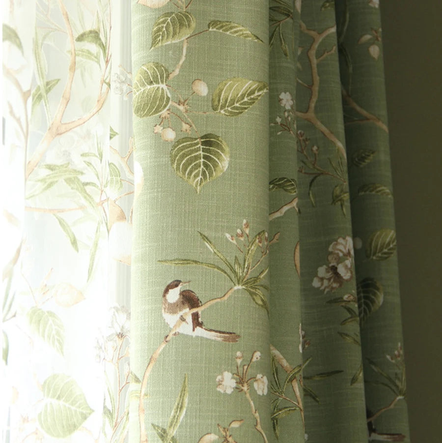 Country Garden Linen Window Curtains