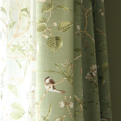 Country Garden Linen Window Curtains