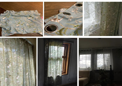 Country Garden Linen Window Curtains