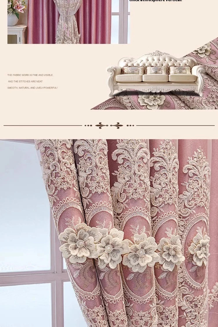 Embroidered Floral Loop Top Curtains