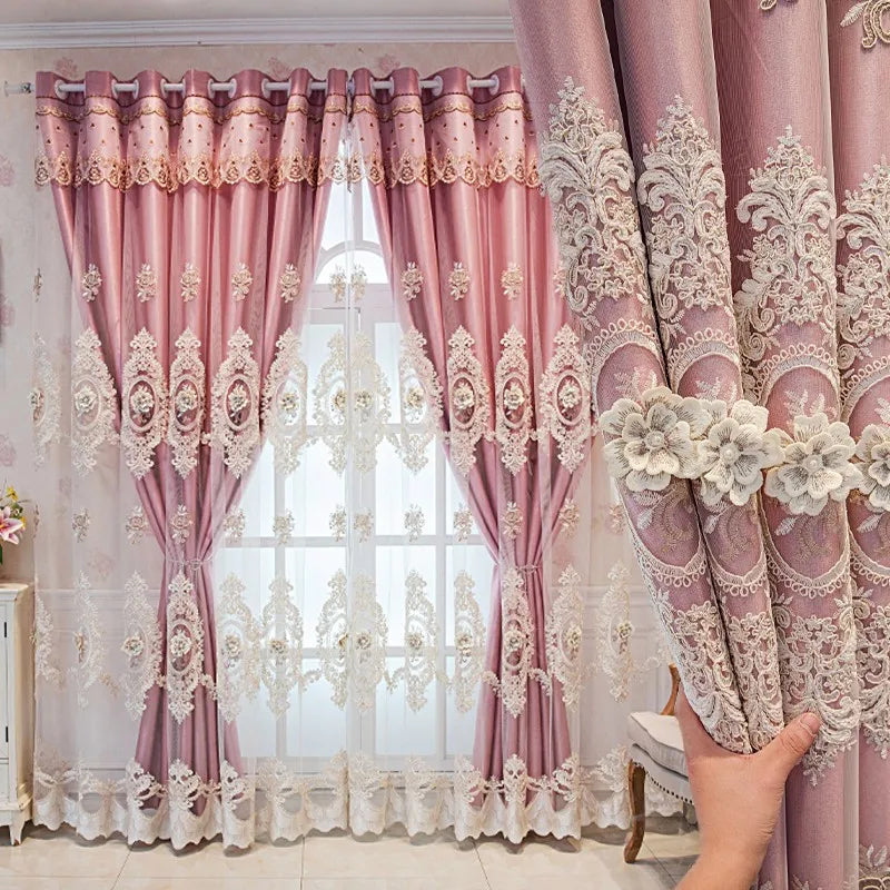 Embroidered Floral Loop Top Curtains