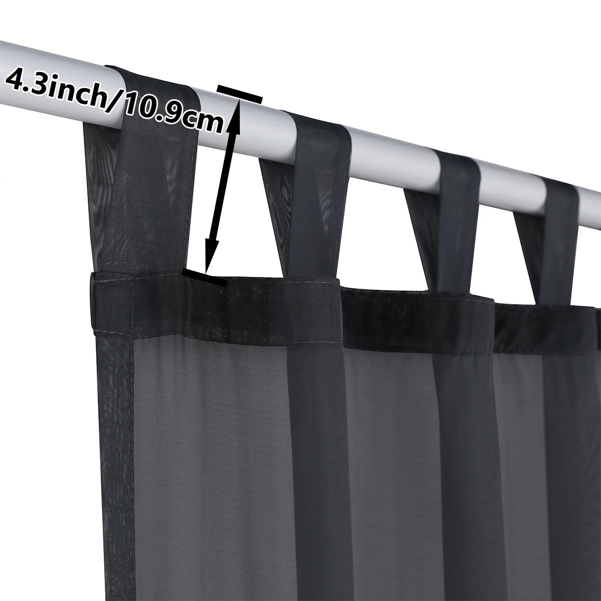 1PC, Outdoor Sheer Volie Curtain with Tab Top Transparent Polyester Fiber Waterproof Outdoor Curtain for Porch, Pergola, Cabin