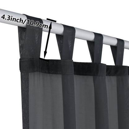 1PC, Outdoor Sheer Volie Curtain with Tab Top Transparent Polyester Fiber Waterproof Outdoor Curtain for Porch, Pergola, Cabin
