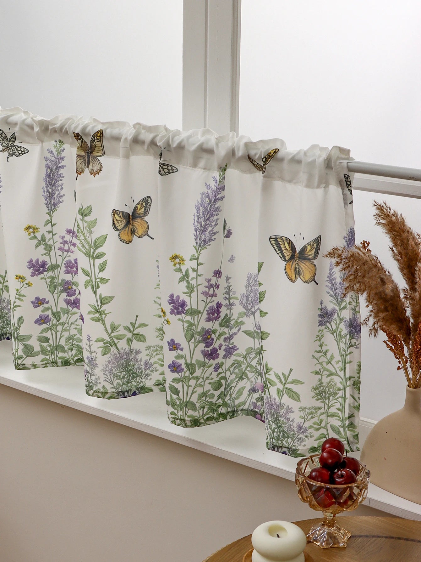 Butterfly Lavender Short Curtains