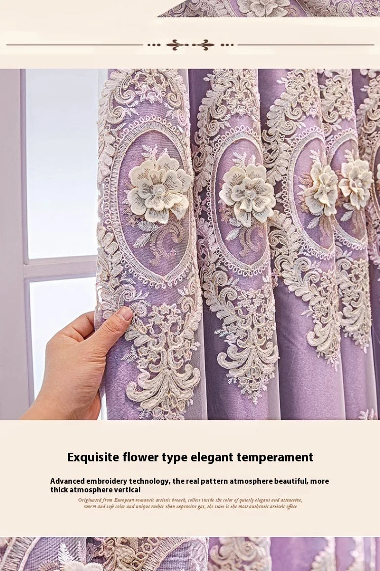 Embroidered Floral Loop Top Curtains