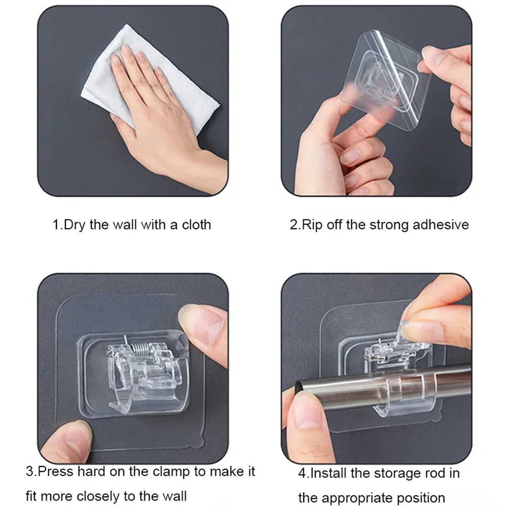 Self-Adhesive Curtain Rod Clip Hooks