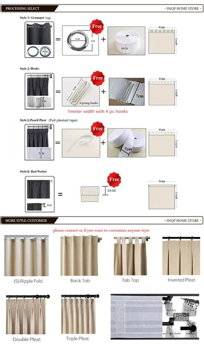 French Chenille Velvet Blackout Curtains