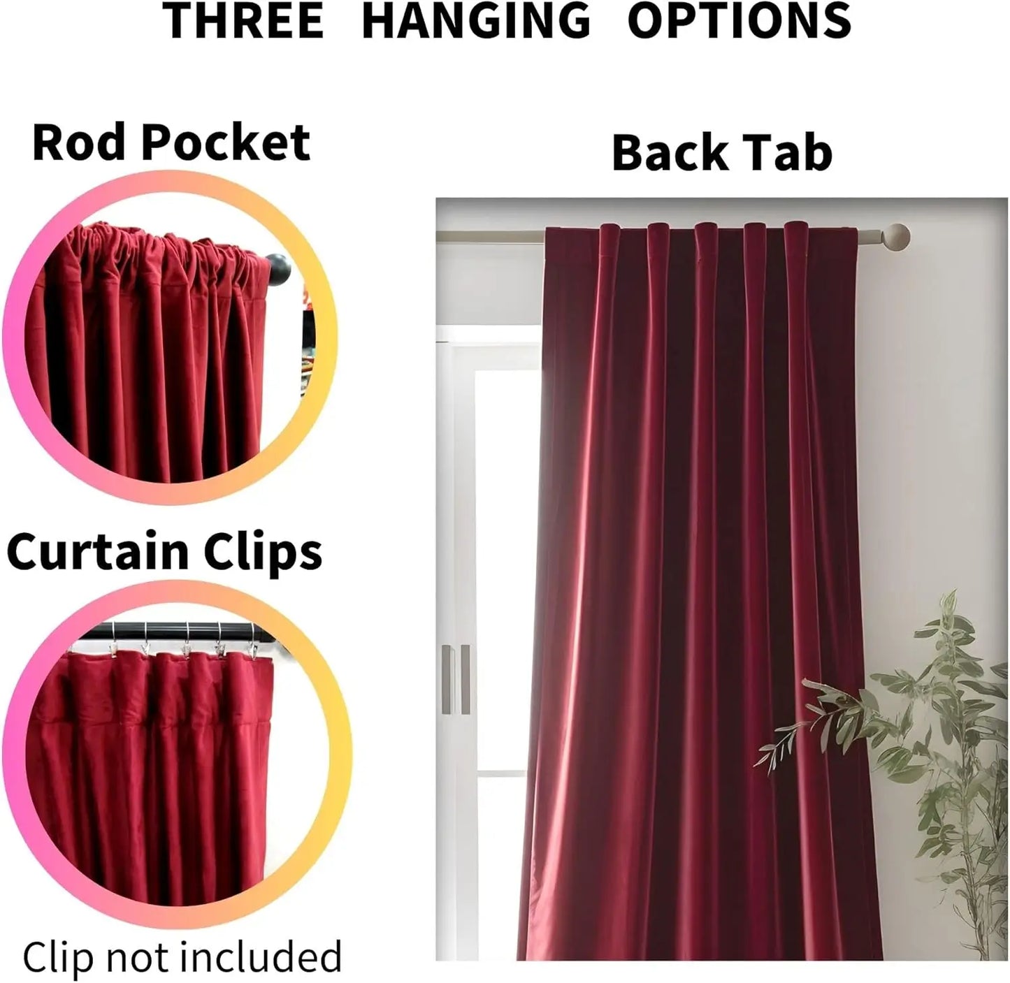 1Pc Burgundy Red Velvet Curtains 84 Inches Long Luxury Room Darkening for Bedroom Living Room Christmas Rod Pocket Drapes