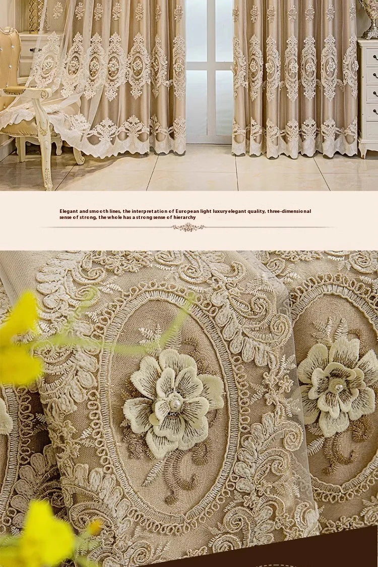 Embroidered Floral Loop Top Curtains