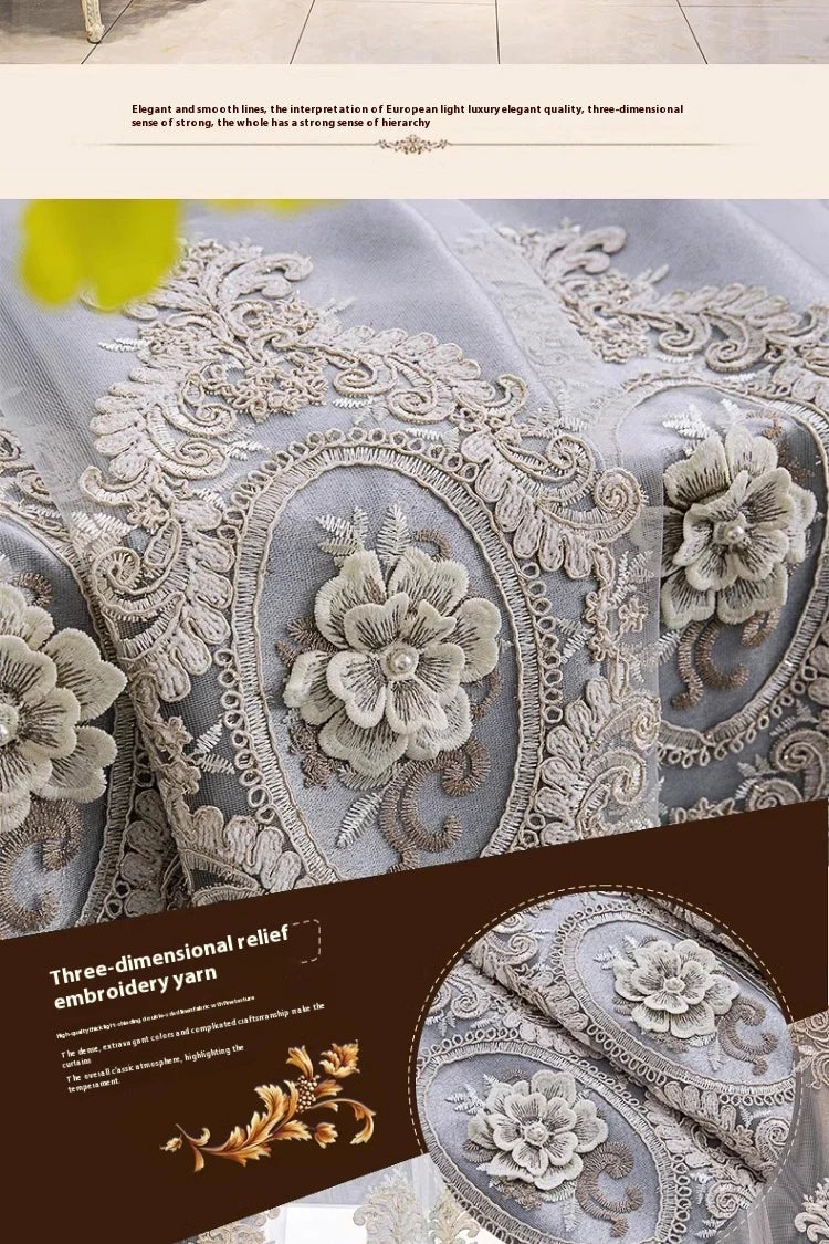 Embroidered Floral Loop Top Curtains