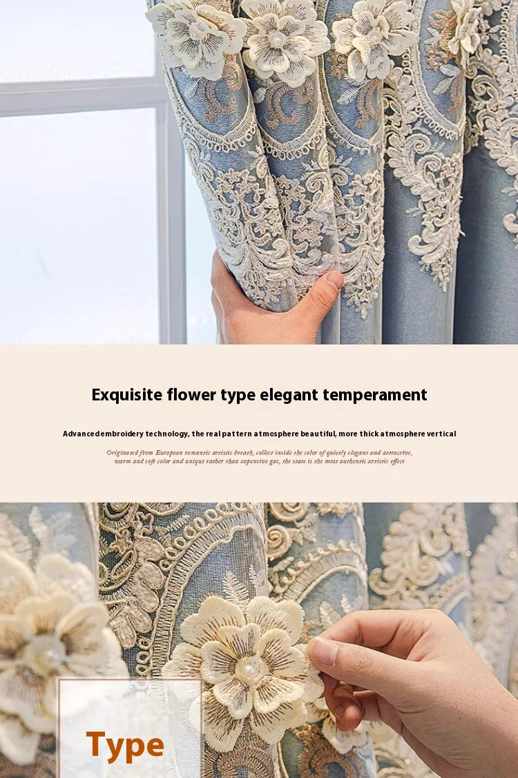 Embroidered Floral Loop Top Curtains