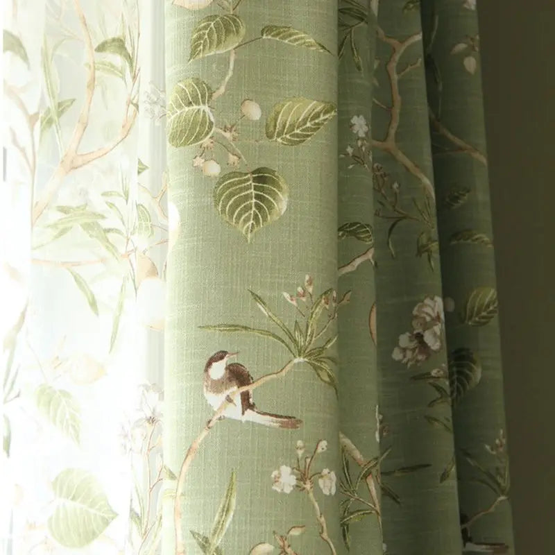 Country Garden Linen Window Curtains