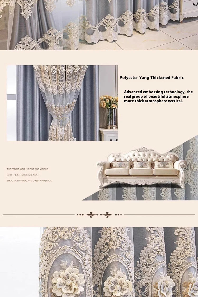 Embroidered Floral Loop Top Curtains