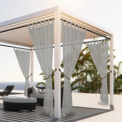 1PC, Outdoor Sheer Volie Curtain with Tab Top Transparent Polyester Fiber Waterproof Outdoor Curtain for Porch, Pergola, Cabin