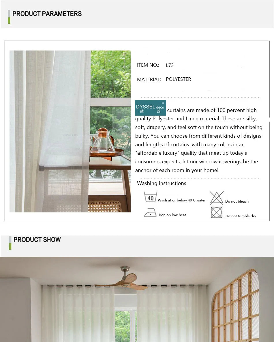 Modern Linen Sheer Grommet Curtains
