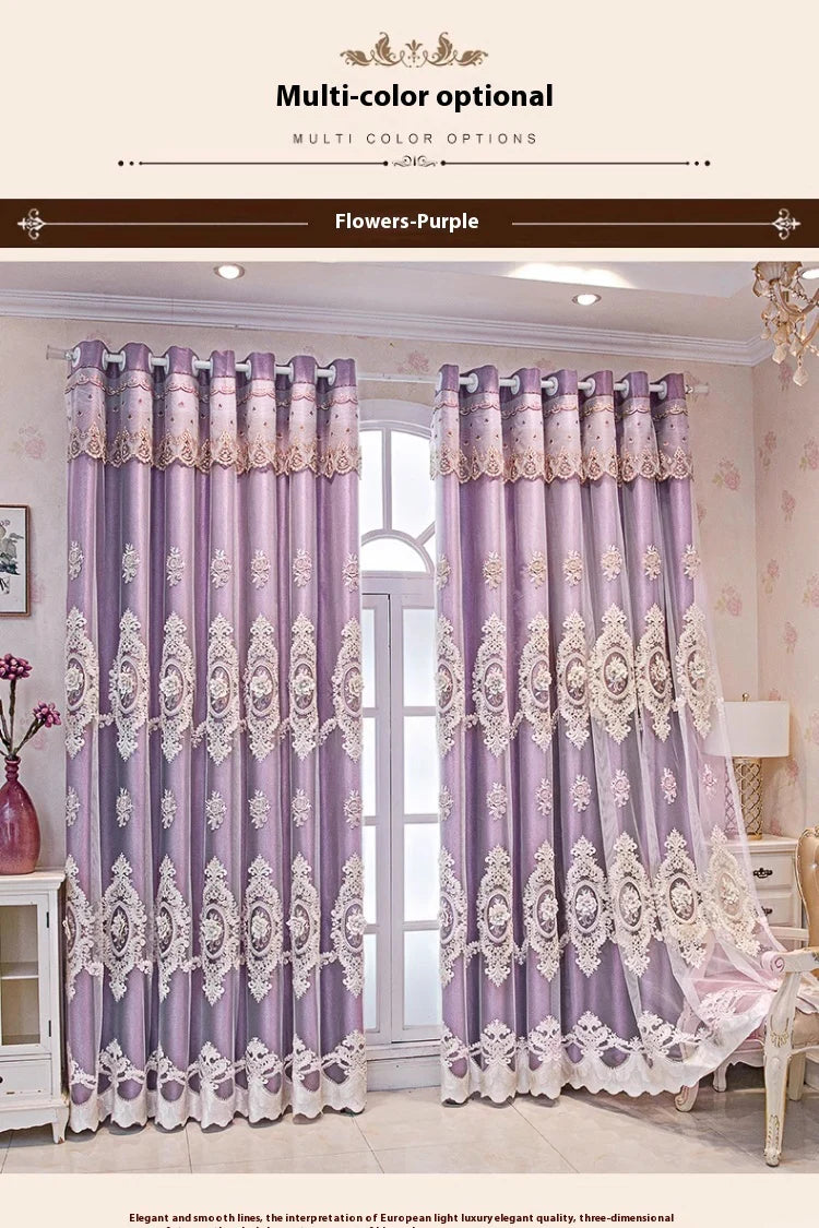 Embroidered Floral Loop Top Curtains