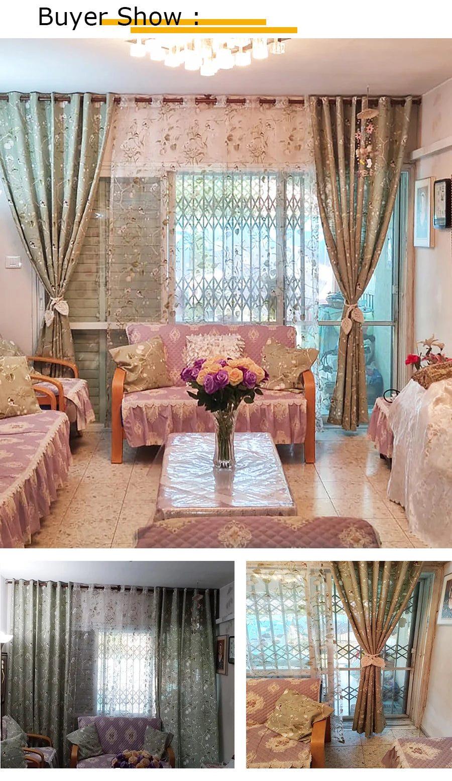 Country Garden Linen Window Curtains