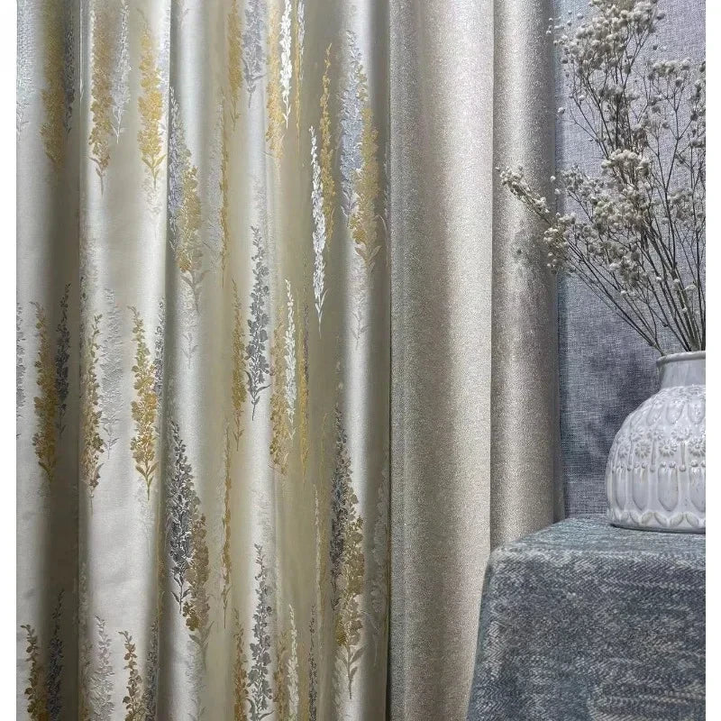Luxury High Precision Jacquard American Pastoral Lavender Window Curtains for Living Room Dining Warm Girl'S Bedroom Decoration