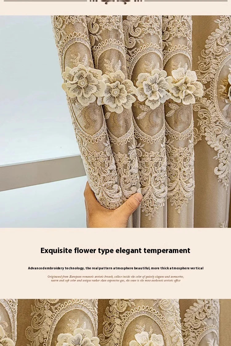 Embroidered Floral Loop Top Curtains