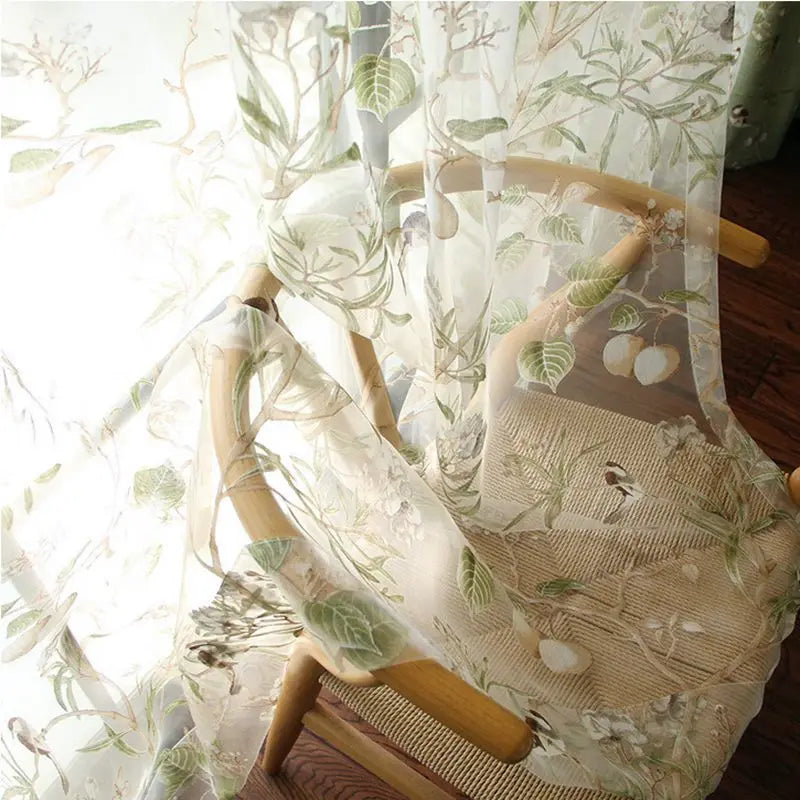 Country Garden Linen Window Curtains