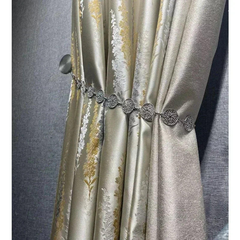 Luxury High Precision Jacquard American Pastoral Lavender Window Curtains for Living Room Dining Warm Girl'S Bedroom Decoration