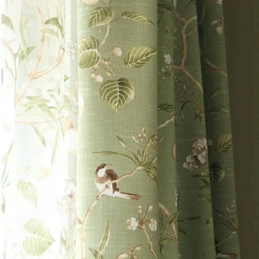 Country Garden Linen Window Curtains