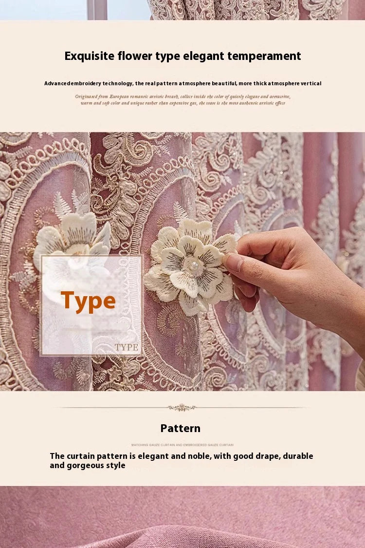 Embroidered Floral Loop Top Curtains